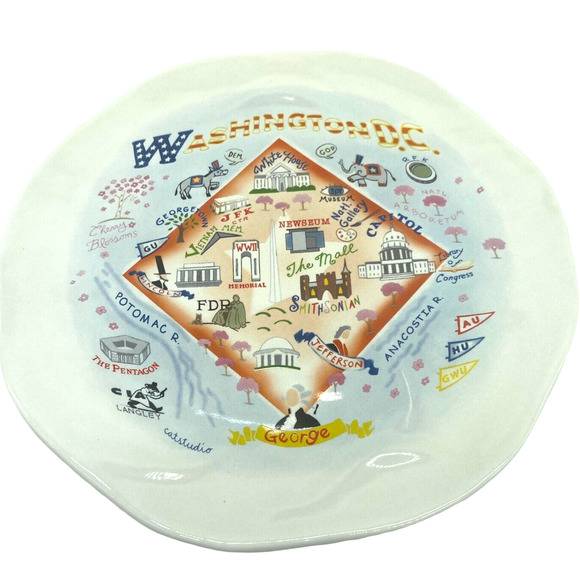 Cat Studio 8-1/2" Washington DC Art in Plate Form Souvenir Home Accent - Picture 1 of 5